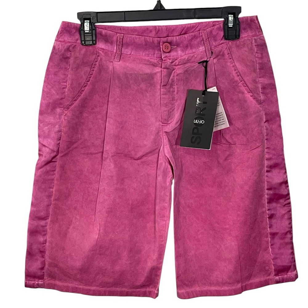 NWT Liu Jo Sport Fuchsia Pink Shorts Satin Tuxedo Stripe Italian 42 US 6/8
